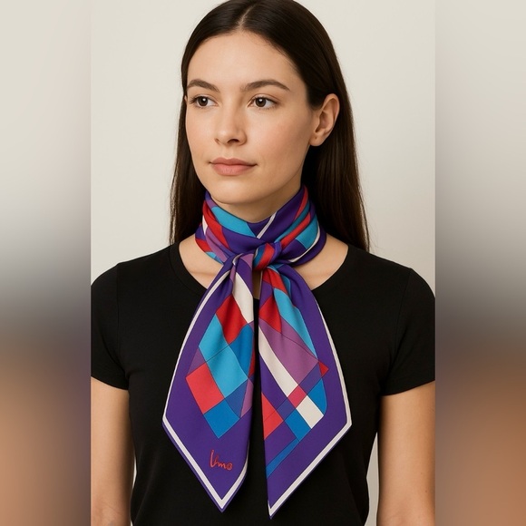 VINTAGE Vera Neumann Geometric Silk Scarf - Picture 8 of 11